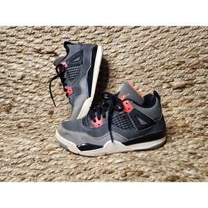 Jordan 4 Retro Mid Infrared Youth Size 13.5C Black Red Shoes Sneakers